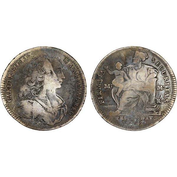 NAPLES: Carlo, 1734-1759, AR 60 grana, 1747, VG-F