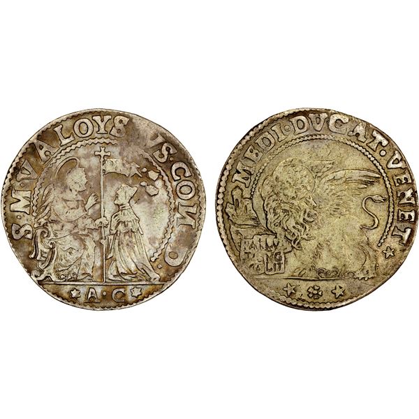 VENICE: Alvise Contarini, 1676-1684, AR 1/2 ducato (11.12g), ND (1679-81), F-VF