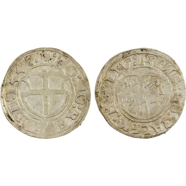 LIVONIAN ORDER: Heinrich von Galen, 1551-1557, AR ferding (2.56g), 1557, XF-AU