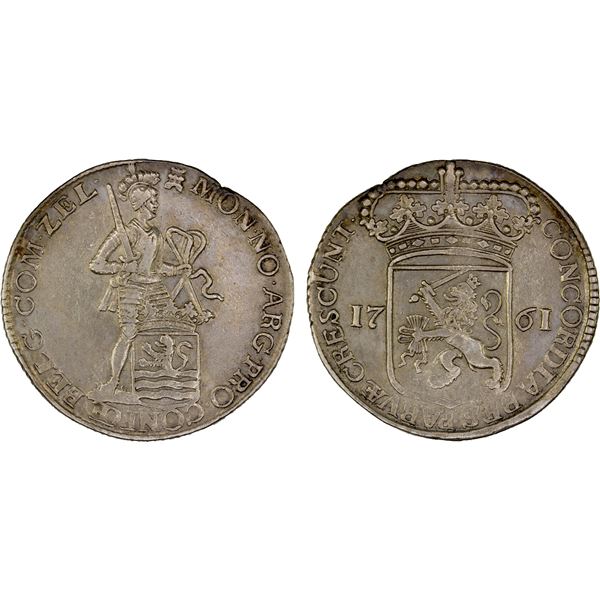 NETHERLANDS: ZEELAND: United Netherlands, AR silver ducat, 1761, VF-XF