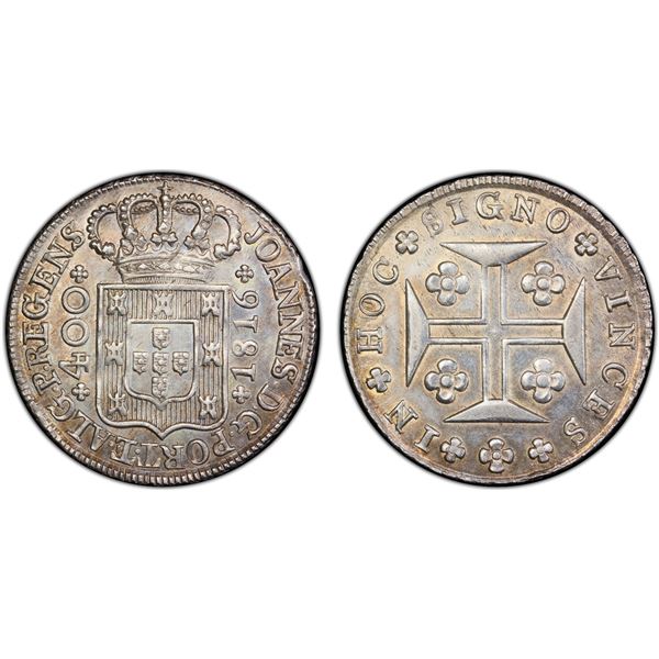 PORTUGAL: João, as regent, AR 400 reis, 1816, PCGS MS61