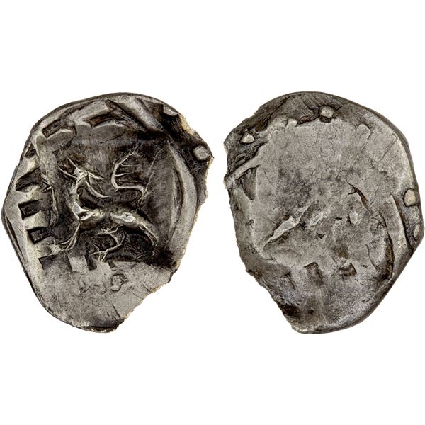 VLADIMIR: Vasily I Dmitriyevich, 1389-1425, AR denga (0.82g), bold XF on largely obliterated host