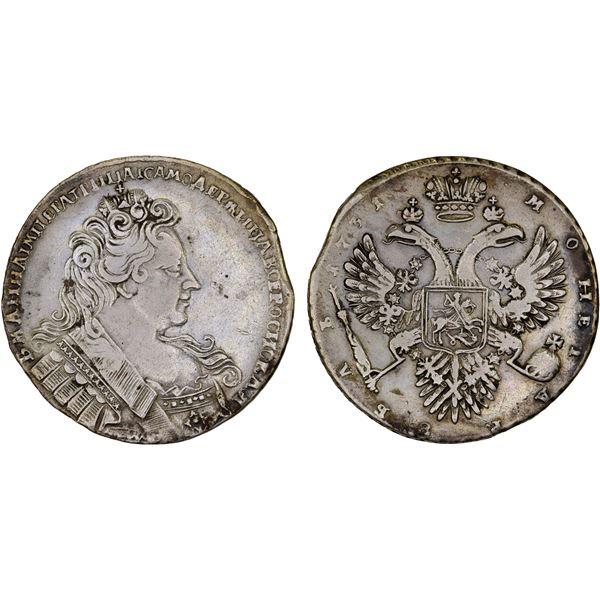 RUSSIAN EMPIRE: Anna, 1730-1740, AR rouble, 1731, F-VF