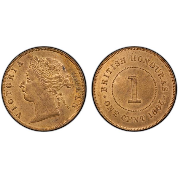 BRITISH HONDURAS: Victoria, 1837-1901, AE cent, 1885, PCGS MS64 RB