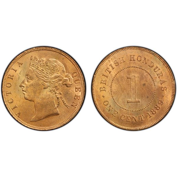BRITISH HONDURAS: Victoria, 1837-1901, AE cent, 1889, PCGS MS64 +RB