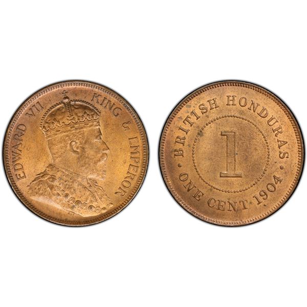 BRITISH HONDURAS: Edward VII, 1901-1910, AE cent, 1904, PCGS MS64 RB