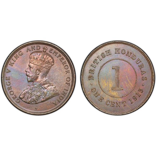 BRITISH HONDURAS: George V, 1910-1936, AE cent, 1913, PCGS UNC Details