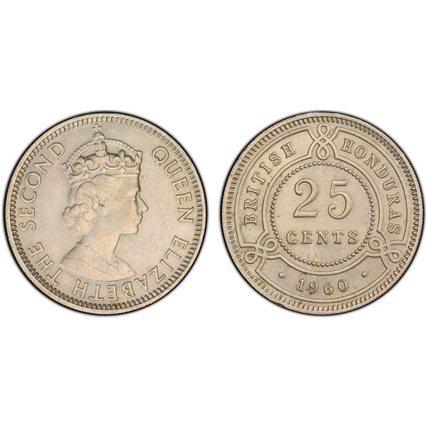 BRITISH HONDURAS: Elizabeth II, 1952-2022, 25 cents, 1960, PCGS MS63
