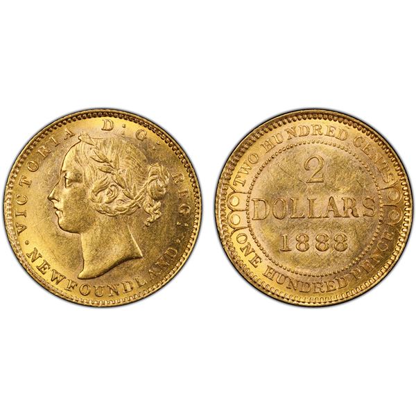 NEWFOUNDLAND: Victoria, 1837-1901, AV 2 dollars, 1888, PCGS UNC Details