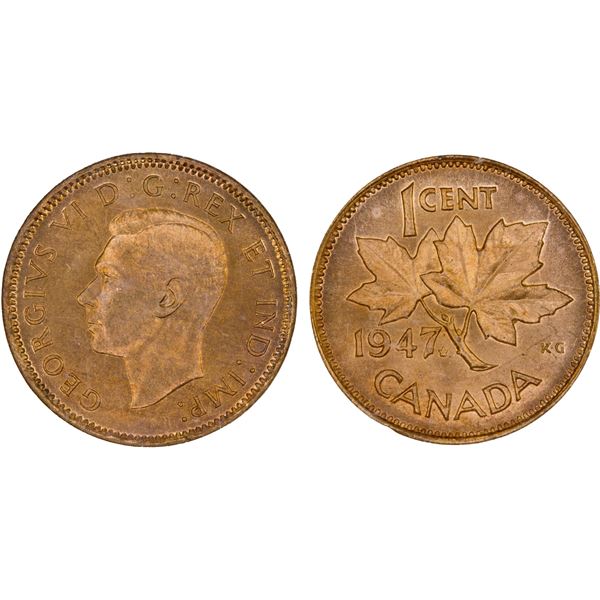 CANADA: George VI, 1936-1952, AE cent, 1947, NGC MS65 RD