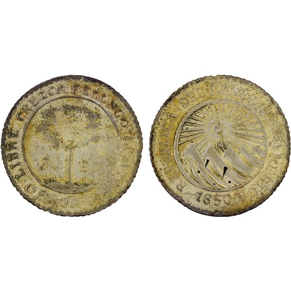 CENTRAL AMERICAN REPUBLIC: Old Imitations, 2 escudos (4.54g), "1850-CR", F-VF