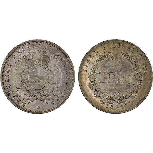 URUGUAY: Republic, AR peso, 1895, XF