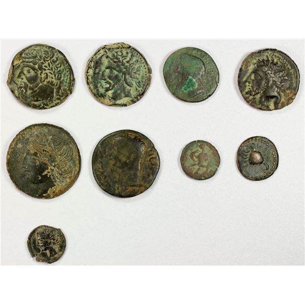 ANCIENT GREECE: LOT of 9 AE coins