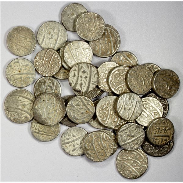 MUGHAL: LOT of 40 silver rupees