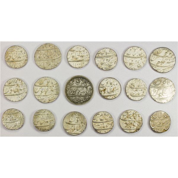 MUGHAL: LOT of 18 silver rupees