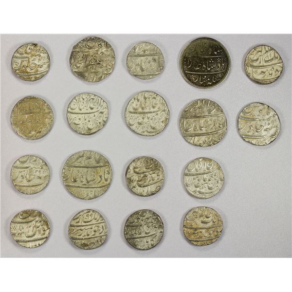 MUGHAL: LOT of 18 silver rupees