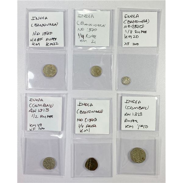 INDIAN STATES: LOT of 6 coins