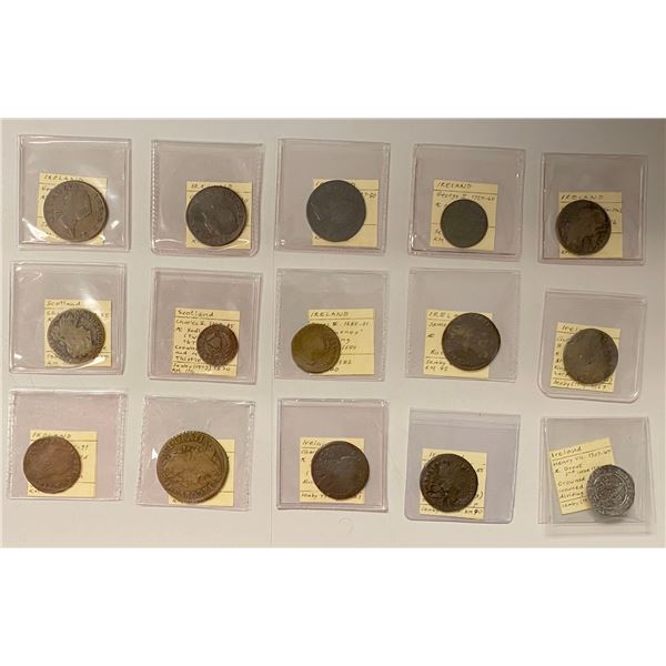 IRELAND AND SCOTLAND: LOT of 15 coins