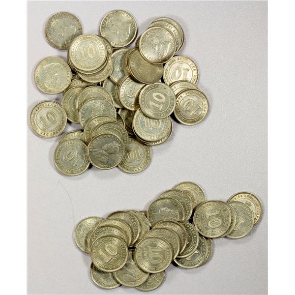 MALAYSIA: LOT of 67 AR 10 cents