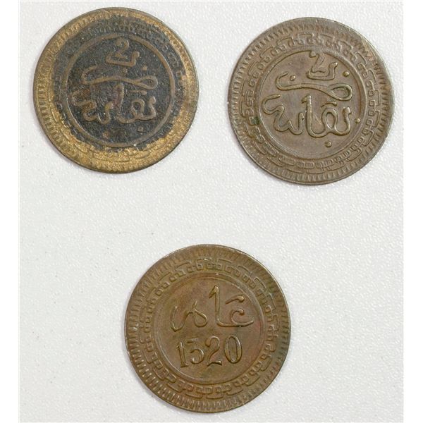 MOROCCO: LOT of 3 copper coins