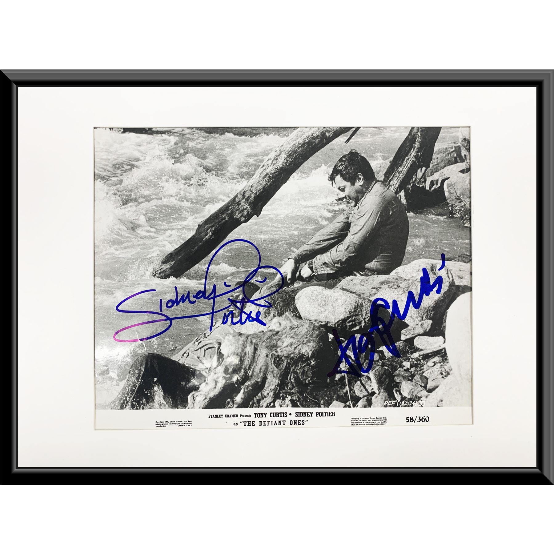 Tony Curtis, Sidney Poitier signed movie photo. GFA Authenticated