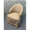 Image 2 : Rolling Curved Back Upholstered Chair w/ Skirt & Pull Ring 24"x20"x33"H