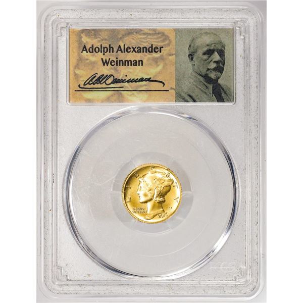 2016-W Mercury Dime Centennial Commemorative Gold Coin PCGS SP70 FDOI Weinman Sig