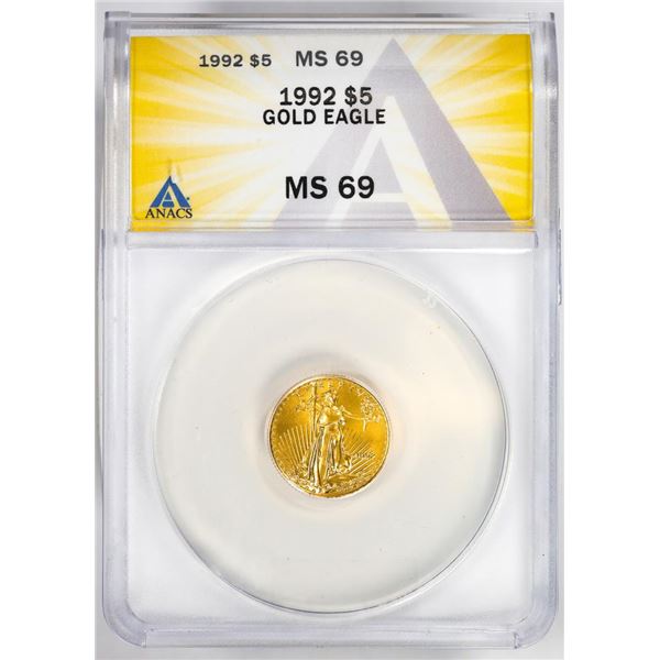 1992 $5 American Gold Eagle Coin ANACS MS69