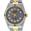 Image 1 : Rolex Mens Two Tone Slate Grey Emerald and Diamond Datejust Wristwatch