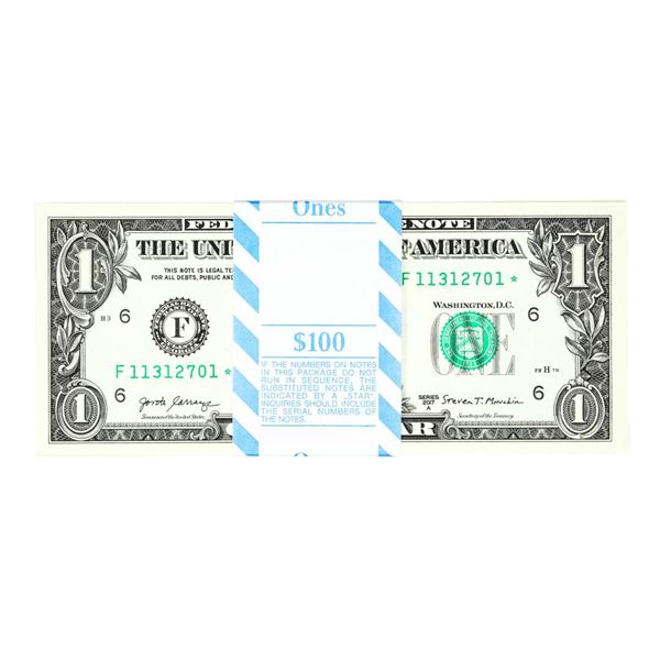 Pack of (100) Consecutive 2017A $1 Federal Reserve STAR Notes Atlanta