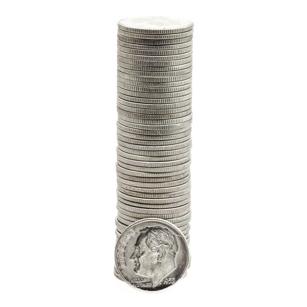 Roll of (50) Brilliant Uncirculated 1955 Roosevelt Dimes