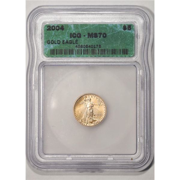 2004 $5 American Gold Eagle Coin ICG MS70