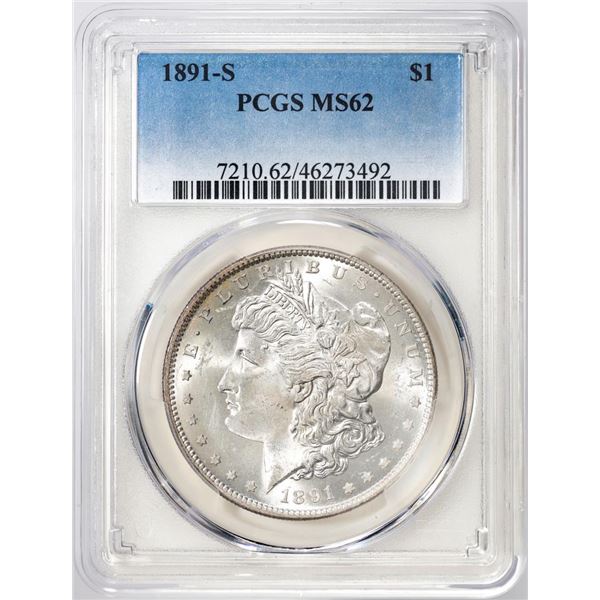 1891-S $1 Morgan Silver Dollar Coin PCGS MS62