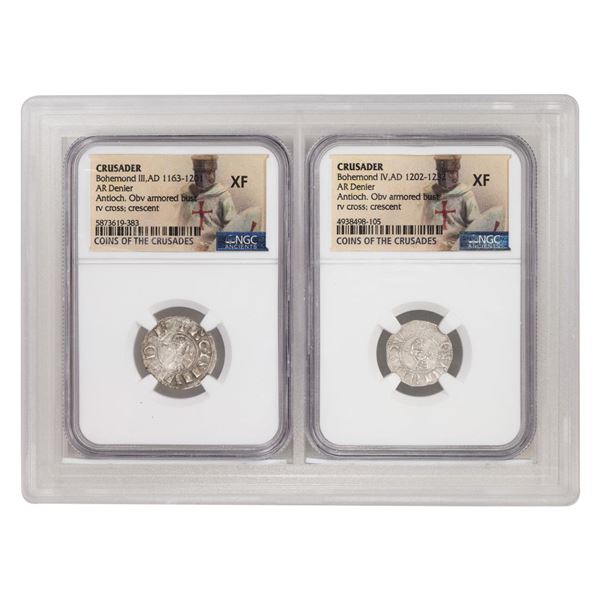 Bohemond III & IV AR Denier Coins of the Crusades Ancient Set NGC XF