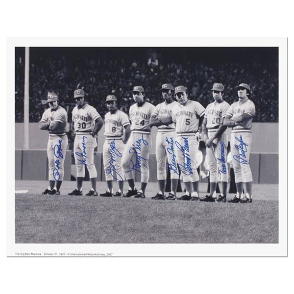 "Big Red Machine Line-Up" Lithograph Signed by the Big Red Machine's Starting Eight