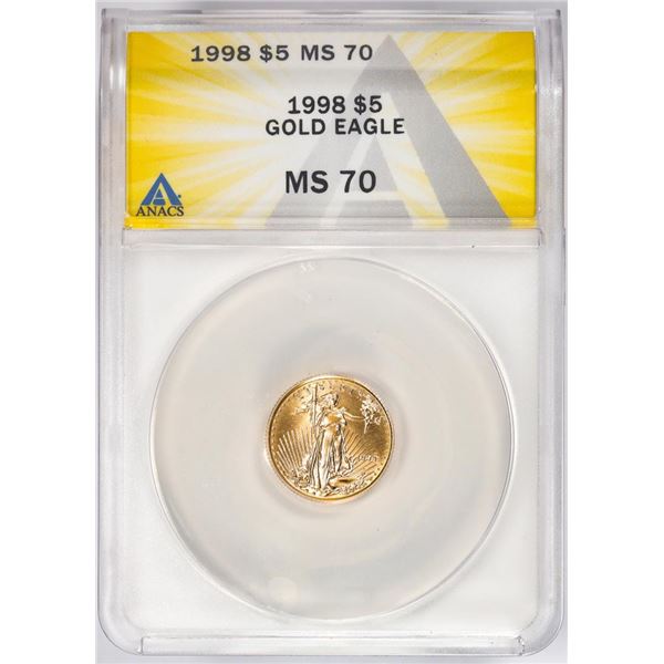 1998 $5 American Gold Eagle Coin ANACS MS70