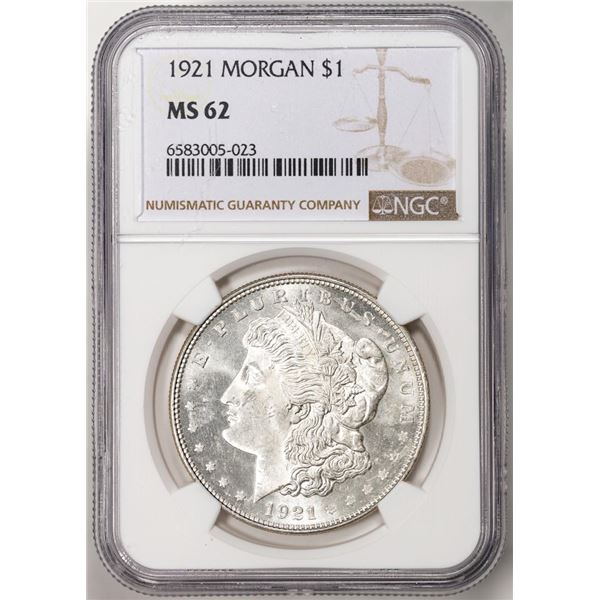 1921 $1 Morgan Silver Dollar Coin NGC MS62