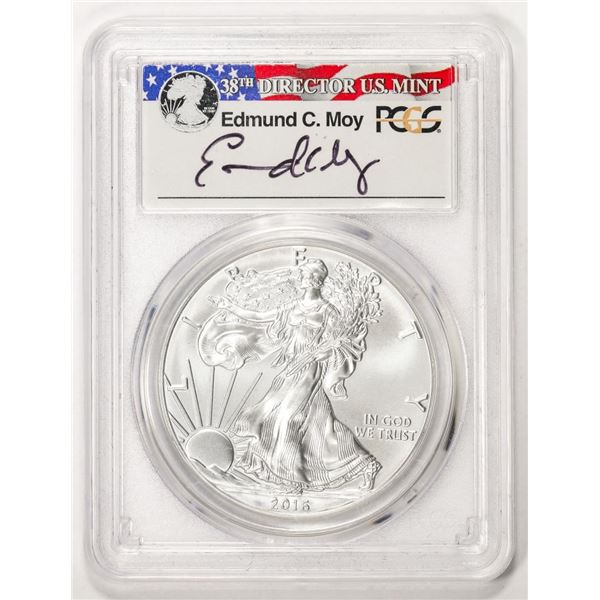 2016-W L.E. $1 Burnished American Silver Eagle Coin PCGS SP70 First Strike Moy Sig