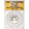 Image 1 : 2014 Proof 1/2 oz Platinum JFK Apollo 11 Anniversary Medal ANACS MS69