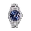 Image 2 : Rolex Ladies Stainless Steel Blue Roman Diamond Date Wristwatch