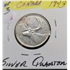 Image 1 : 25)  CANADIAN 1943 80% SILVER QUARTER DOLLAR.