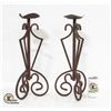 Image 1 : PAIR OF 21 INCH TALL WROUGHT IRON CANDLE HOLDERS