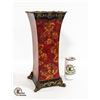 Image 1 : 15.5 INCH HAND PAINTED RED N BLACK METAL VASE