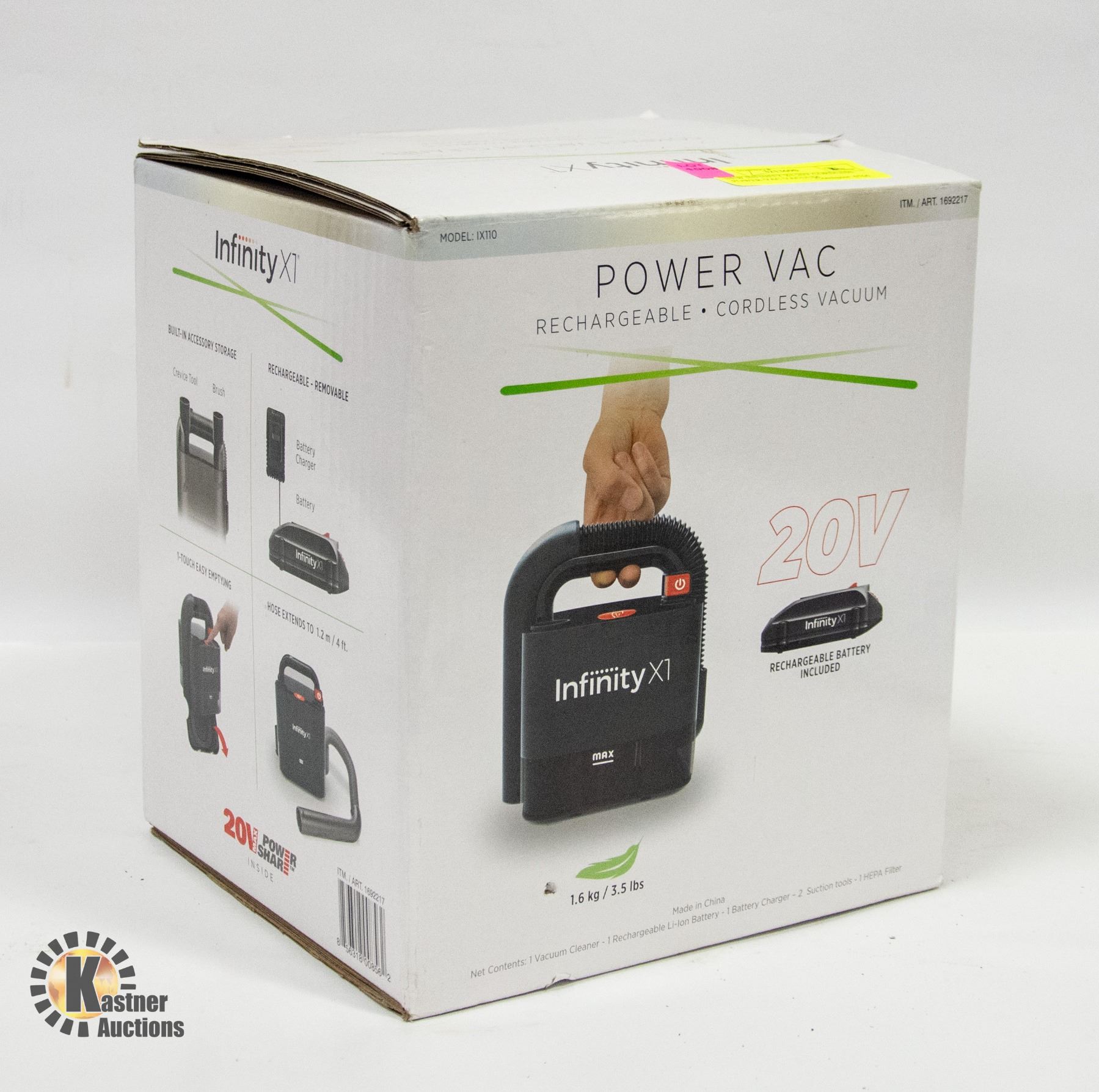 Aspirapolvere Portatile Senza Fili Infinity X1 IX110, Solo Unità, Compatibile 20V