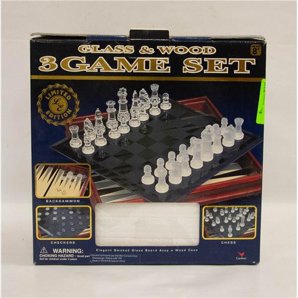 GLASS AND WOOD 3 GAME SET