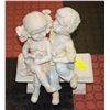 Image 1 : BOY & GIRL ON BENCH RESIN STATUE 13” H