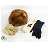Image 1 : VINTAGE MINK FUR HAT & 3 PAIRS OF VINTAGE LADIES