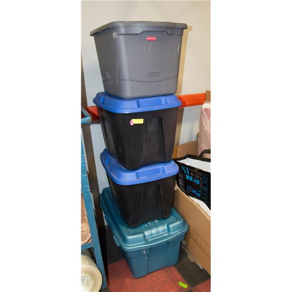 4 STORAGE TOTES WITH LIDS