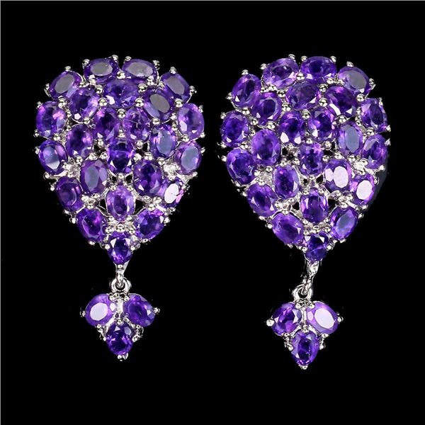 Natural Unheated Oval Amethyst Earrings