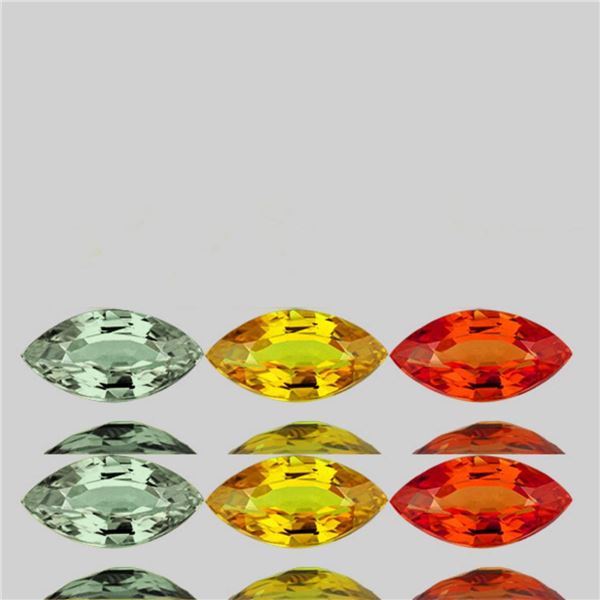 Natural Multi Color Sapphire 6 Pcs {Flawless-VVS}